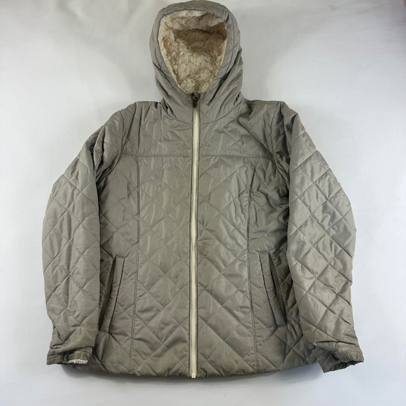 Columbia Jackets & Blazers - Columbia Quilted Fleece Lined Hooded Jacket Women's Large‎ Tan